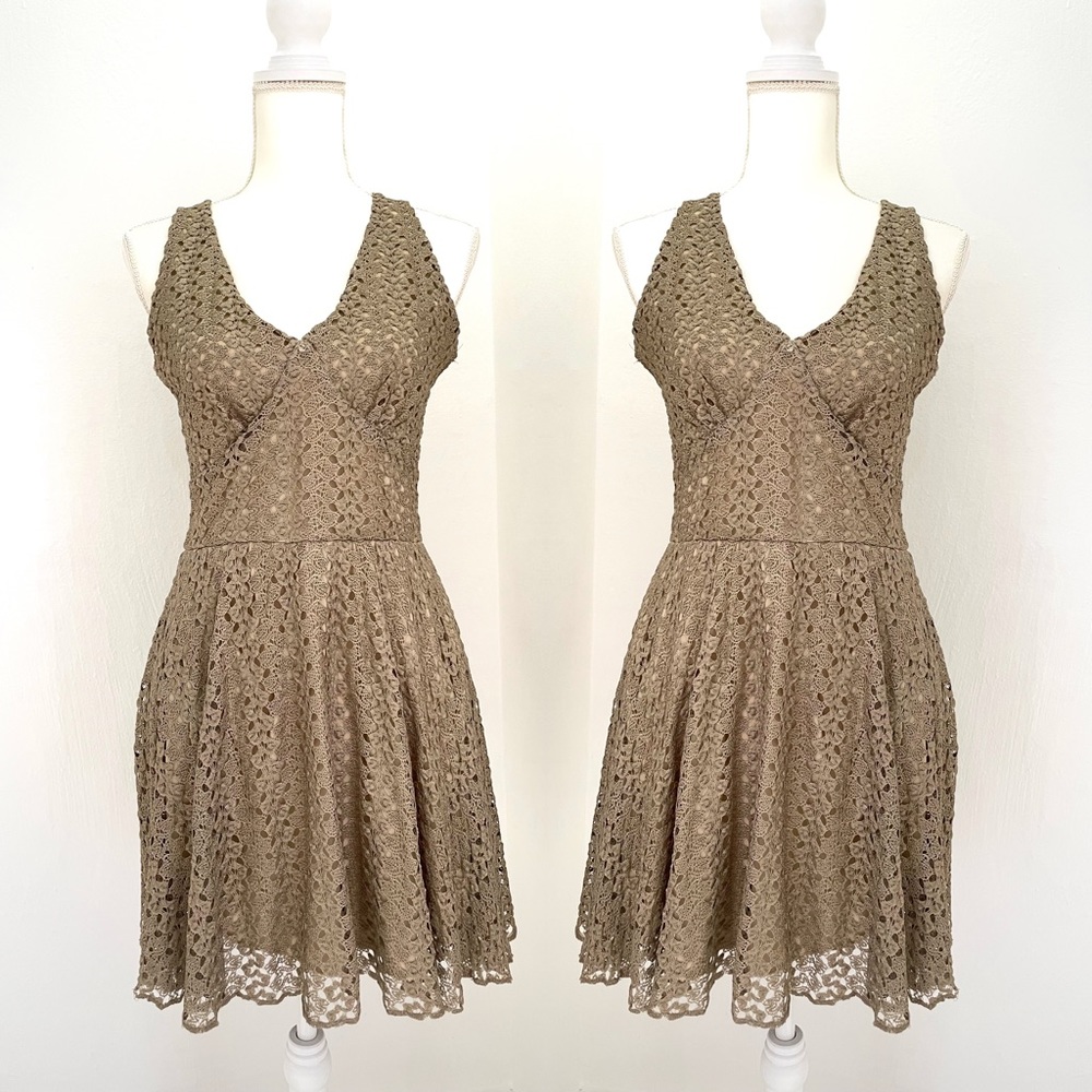 Morgan de toi gold v neck mini dress size M